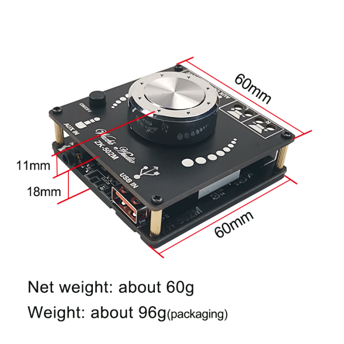 Стерео аудіо підсилювач ZK-502M з Bluetooth 5.0