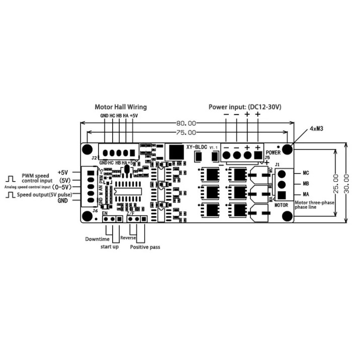 Плата контролер безщіткового трифазного XY DC мотором, Diymore