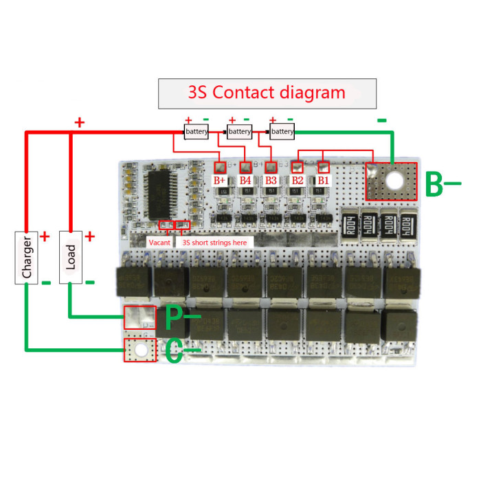 Плата BMS 3S/4S/5S 100A для заряджання Li-ion LMO акумуляторів із захистом
