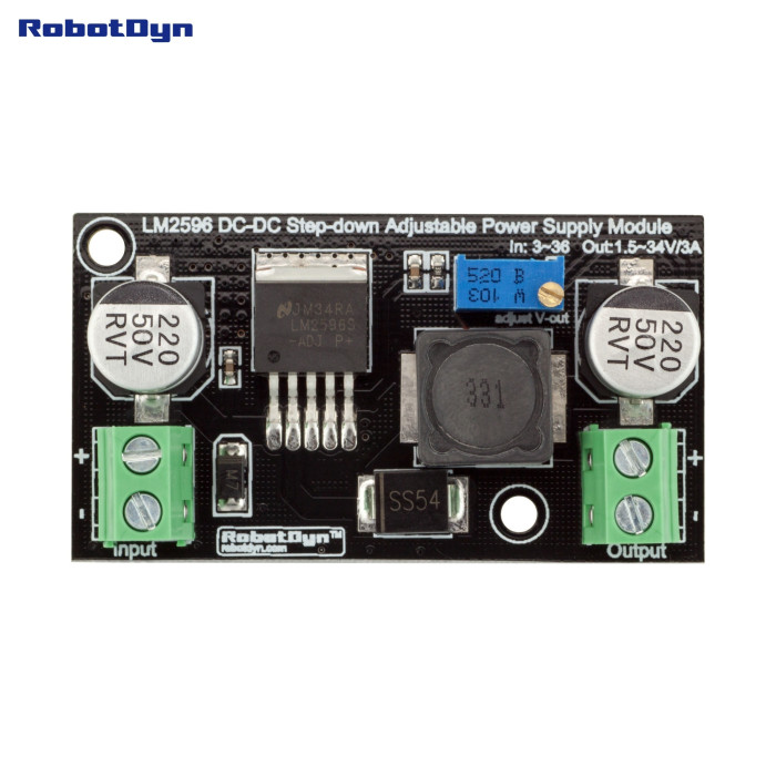 Модуль перетворювач понижуючий LM2596 DC-DC RobotDyn
