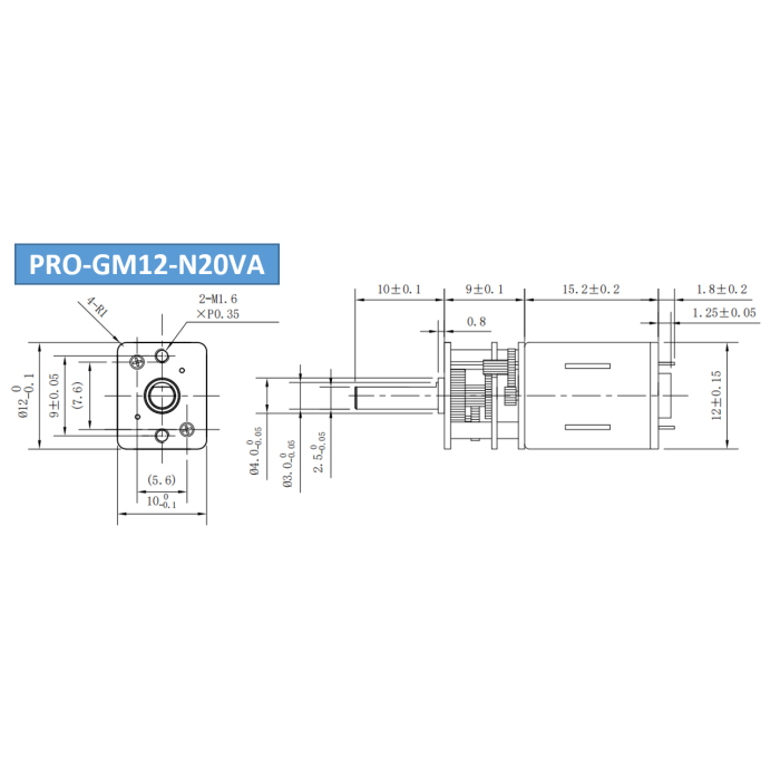 Двигун з редуктором DC PRO-GM12-N20VA 3 - 12В 14 - 51 об/хв