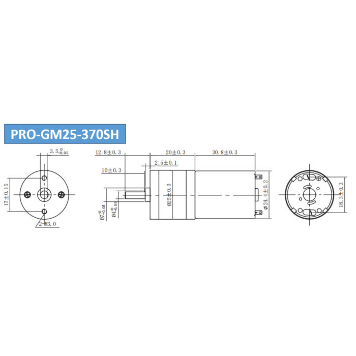 Двигун з редуктором DC PRO GM25-370SH 5 - 24В 20 - 100 об/хв
