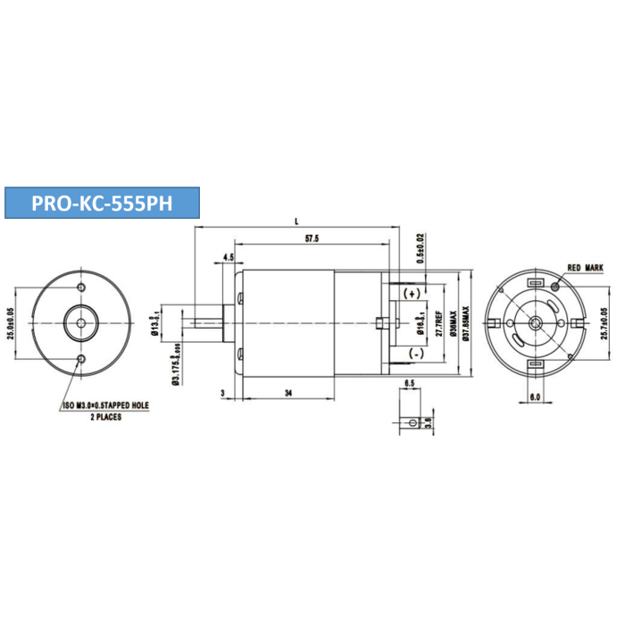 Двигун колекторний (щітковий) DC KC-555PH 12 - 24V 