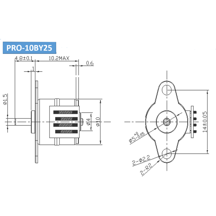 Кроковий двигун PRO-10BY25 5V 10мм 800 PPS