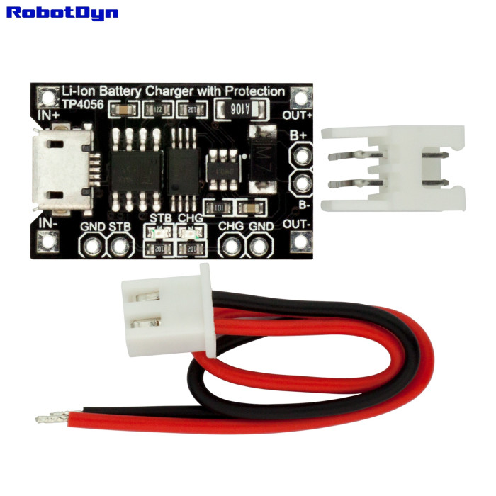 Модуль для зарядки Li-Ion акумуляторів із захистом  TP4056 MicroUSB RobotDyn