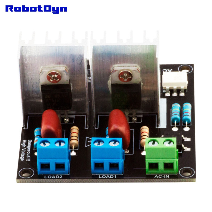 Діммер змінного струму двоканальний 220V / 110V 10A RobotDyn